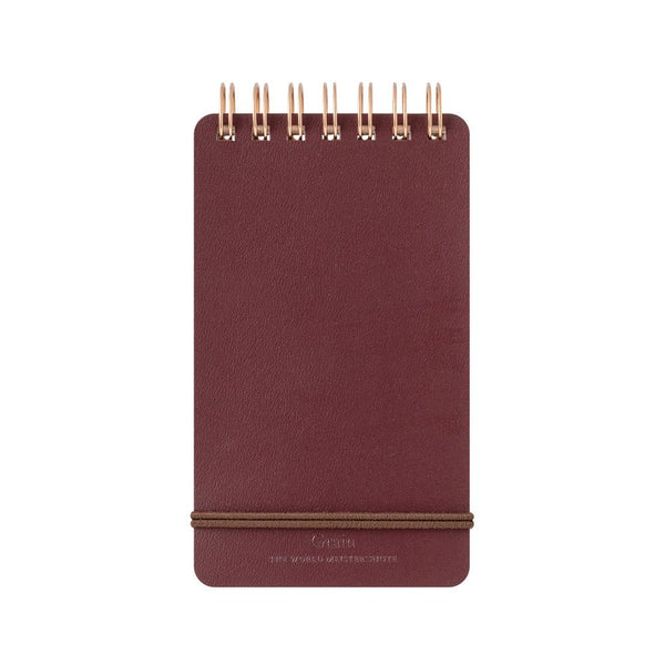 Midori WM Grain Pocket Ring Memo Pad – Burgundy Bonded Leather Fiber Cover