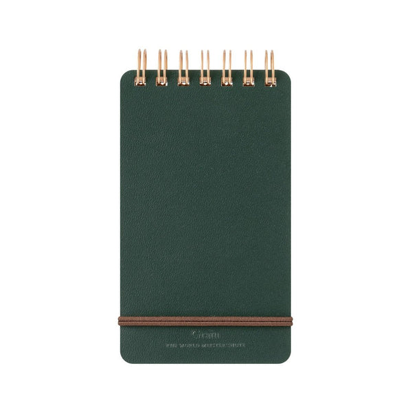 Midori WM Grain Pocket Ring Memo Pad – Green Bonded Leather Fiber Cover
