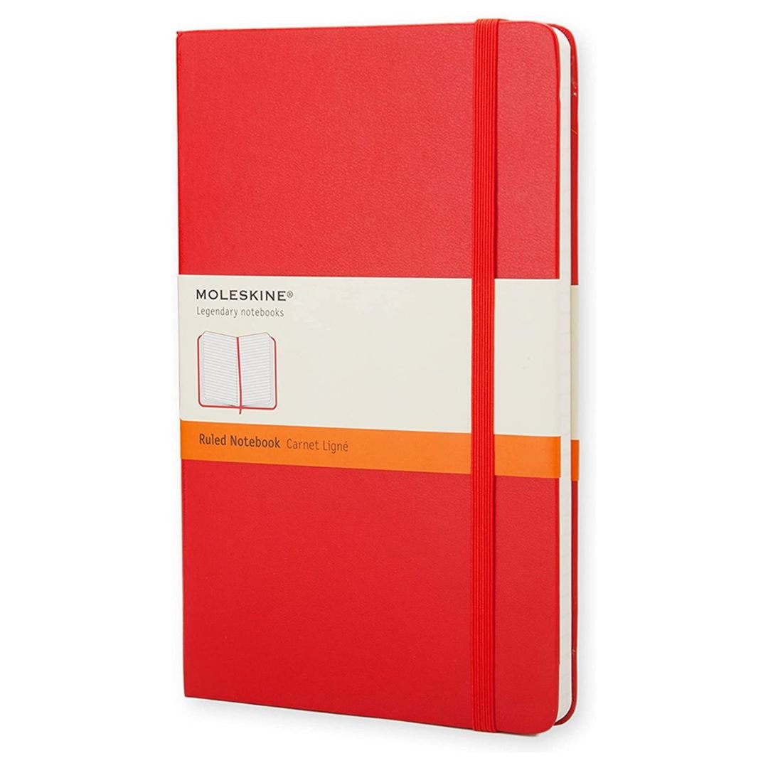 Classic Red Moleskine Large Hard Covered Ruled Notebook