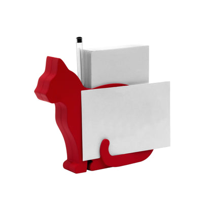 Felix, French Cat Shaped Notepad and Pen Holder Red