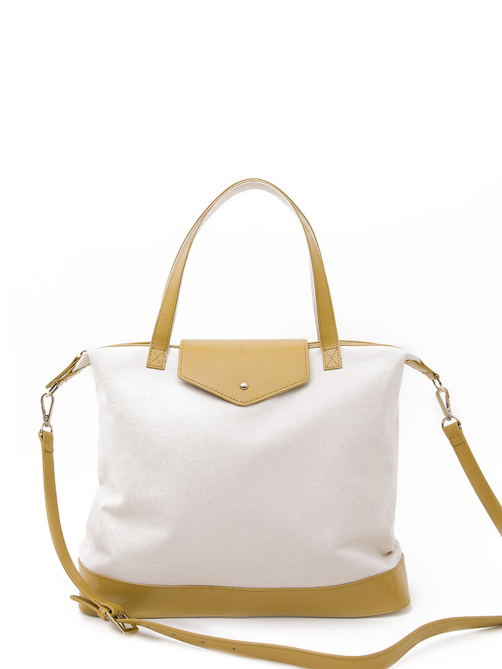 Paperthinks Canvas Zip Top Bag with Recycled Leather Accents - Latte - Paperthinks.us