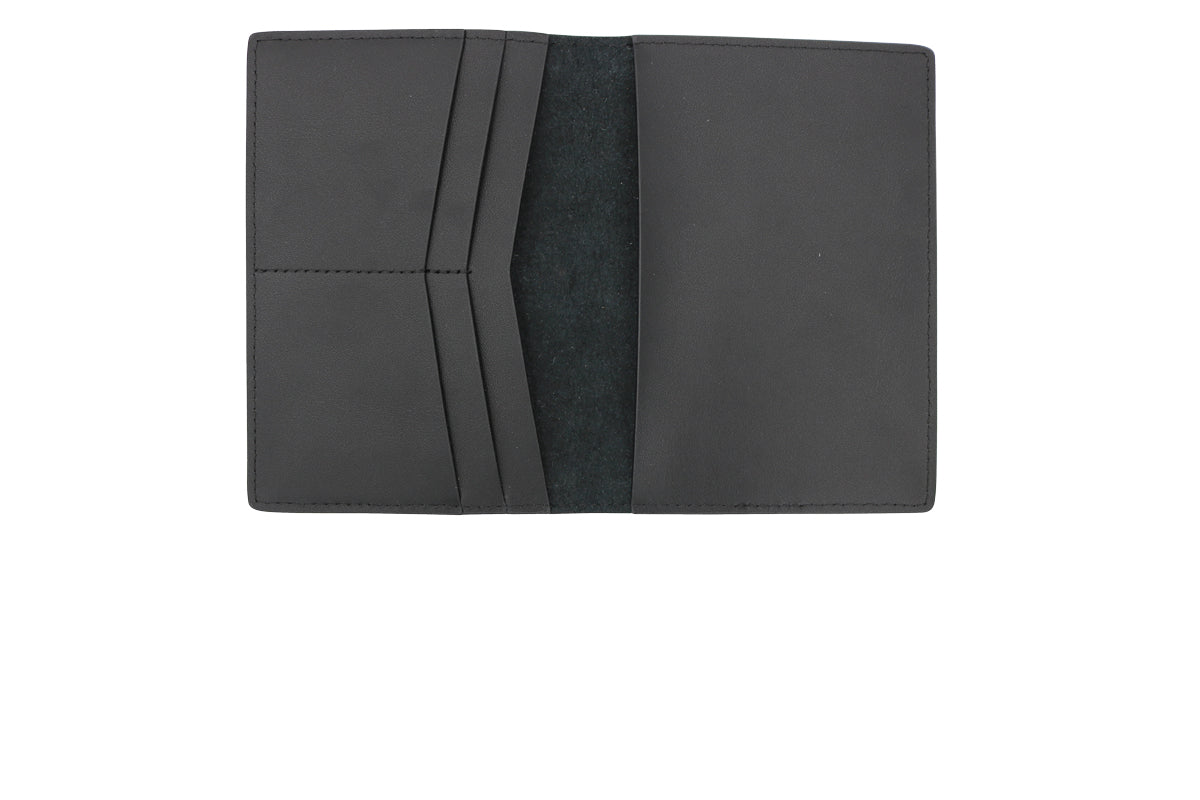 Passport Cover - Black Russia leather - Same Color Stitching