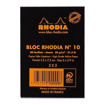 Rhodia Black Head Stapled Notepad No. 10  Graph Paper