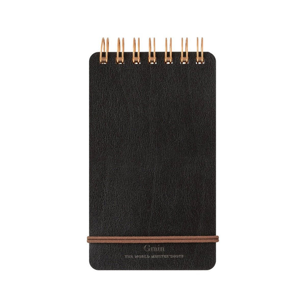 Midori WM Grain Pocket Ring Memo Pad – Black Bonded Leather Fiber Cover