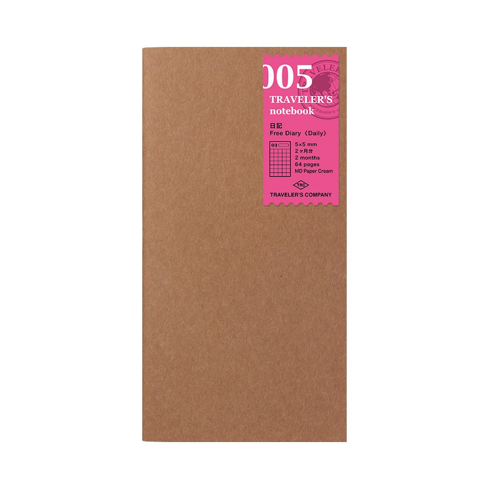 TRAVELER'S COMPANY Refill 005 Undated Page a Day Planner Grid Paper