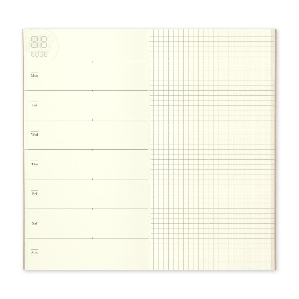 TRAVELER'S notebook Refill 019 Undated Horizontal Weekly + Grid Notebook