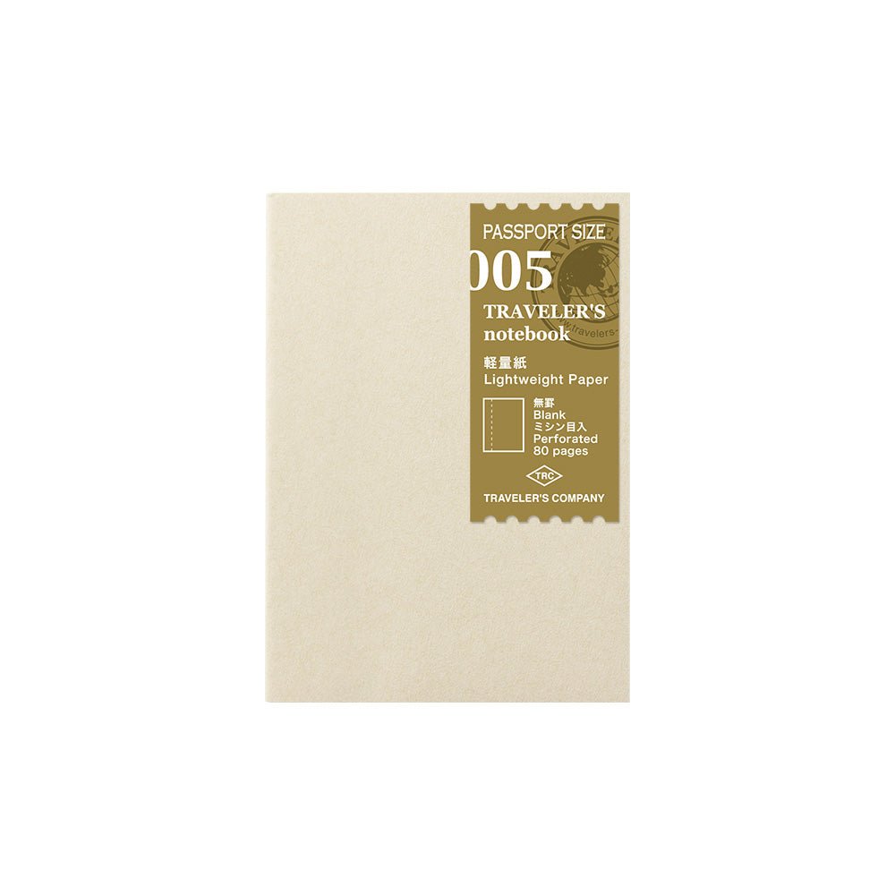 TRAVELER'S notebook Refill 005 Passport Size Blank Perforated Lightweight Paper