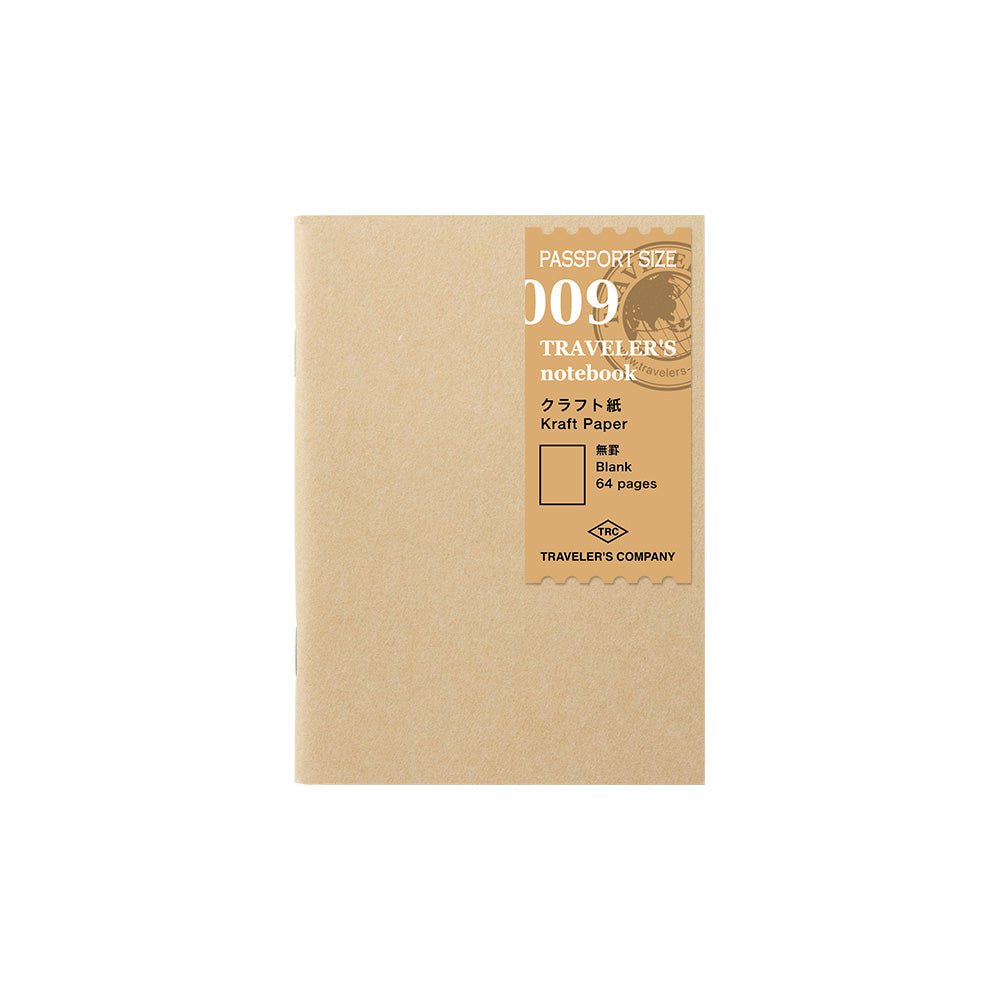 TRAVELER'S notebook Refill 009 Passport Size Blank Kraft Paper