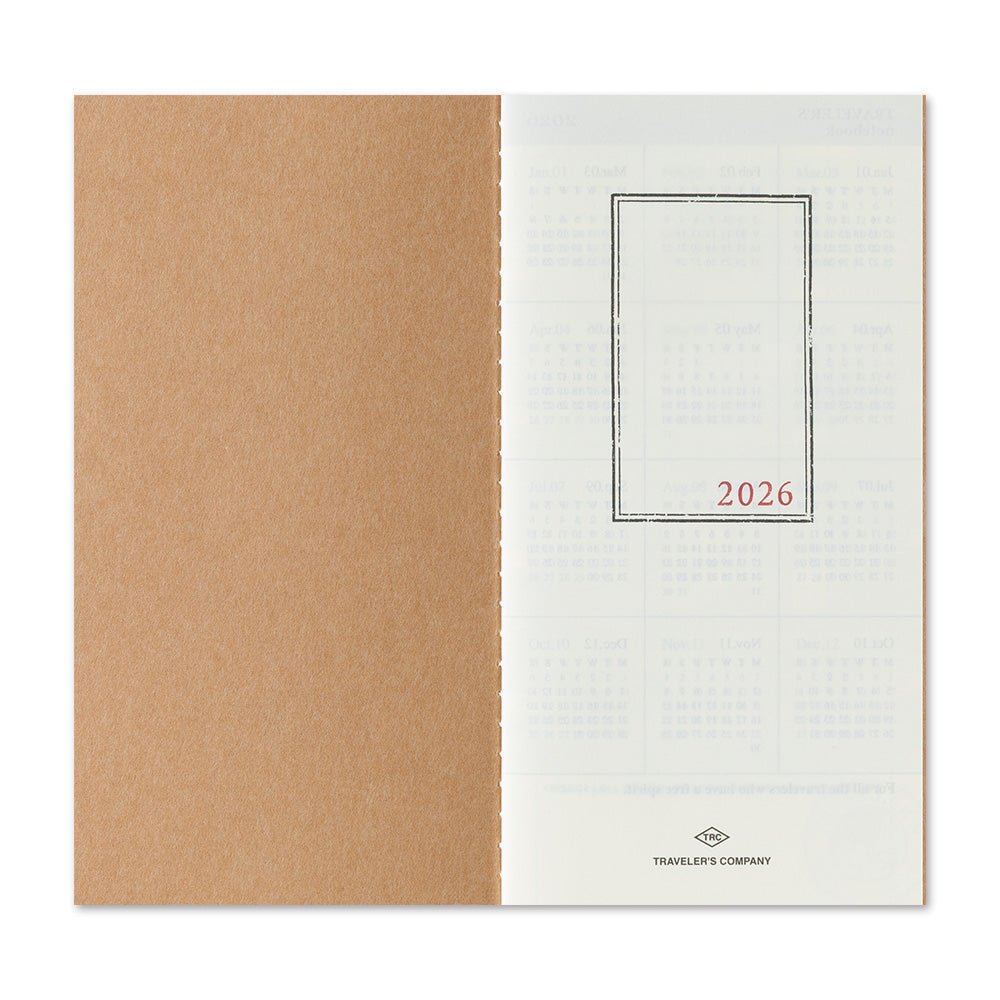 TRAVELER'S notebook Regular size insert 2026 Monthly planner showing the title page
