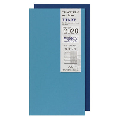 TRAVELER'S notebook Regular size insert 2026 Weekly memo planner with horizontal layout. Showing outside covers