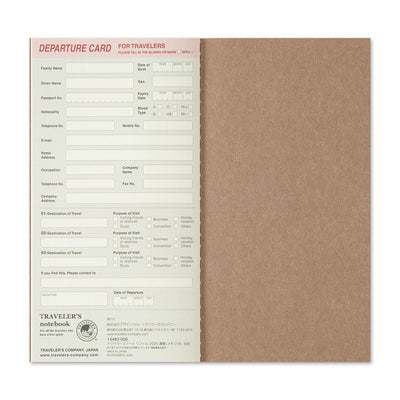 TRAVELER'S notebook Regular size insert 2026 Weekly memo planner with horizontal layout. Showing TRAVELER'S notebook departure card