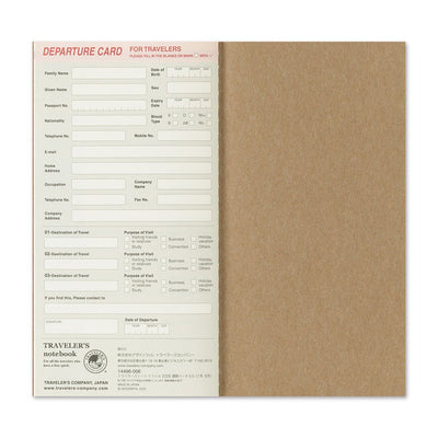 Traveler's notebook with departure card and kraft paper back cover