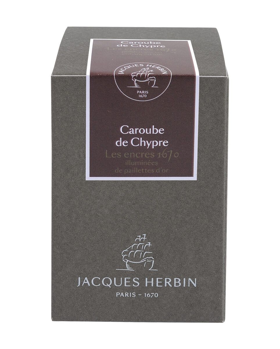 Jacques Herbin 1670 Bottled Ink with Gold Shimmer Color Caroube de Chypre 50ml