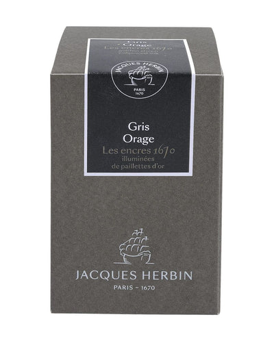 Jacques Herbin 1670 Bottled Ink with Gold Shimmer Color Storm Grey 50ml