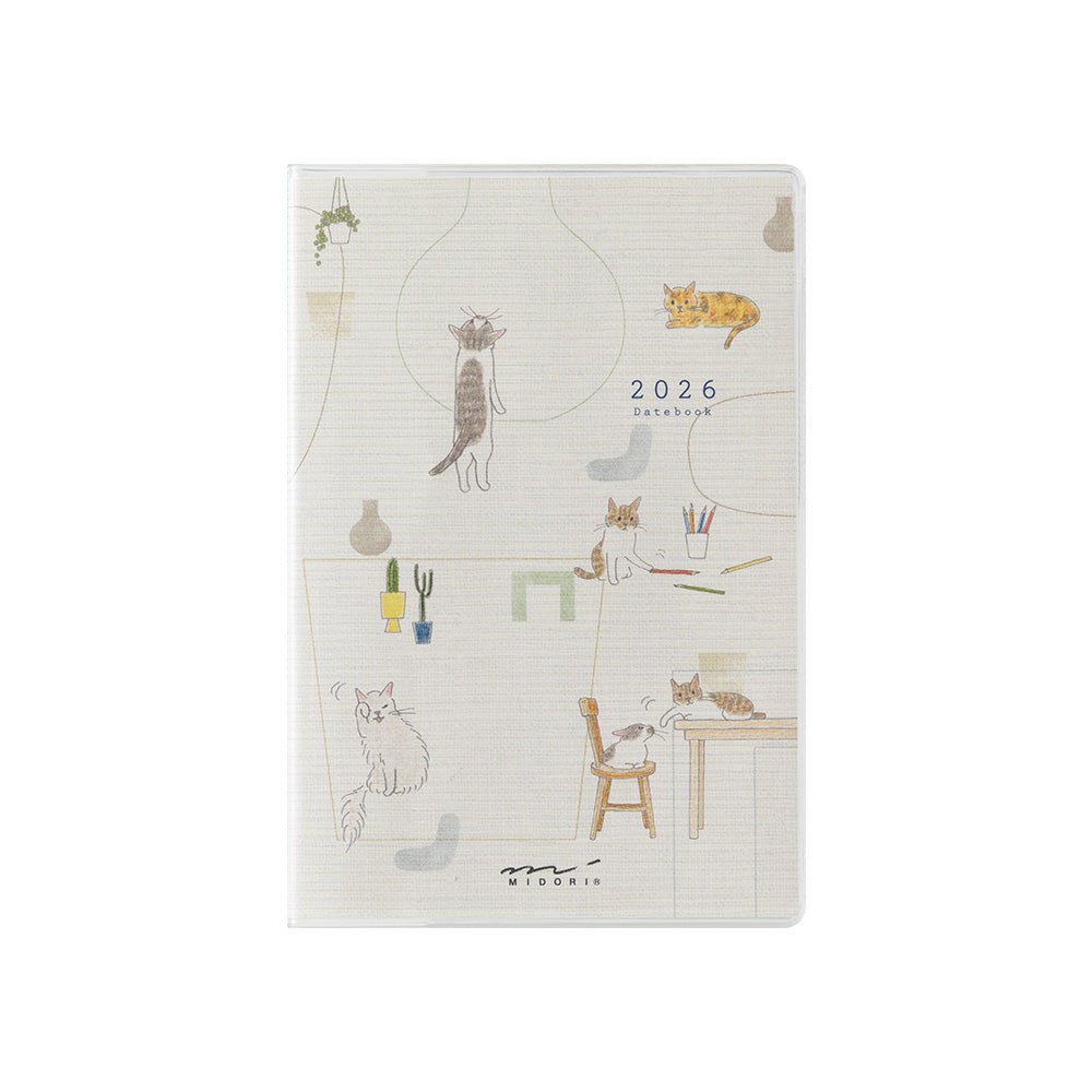 Midori Sayo Koizumi Mini Cat Monthly 2026 Pocket Planner