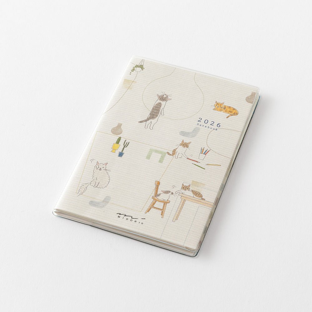 Midori Sayo Koizumi Mini Cat Monthly 2026 Pocket Planner