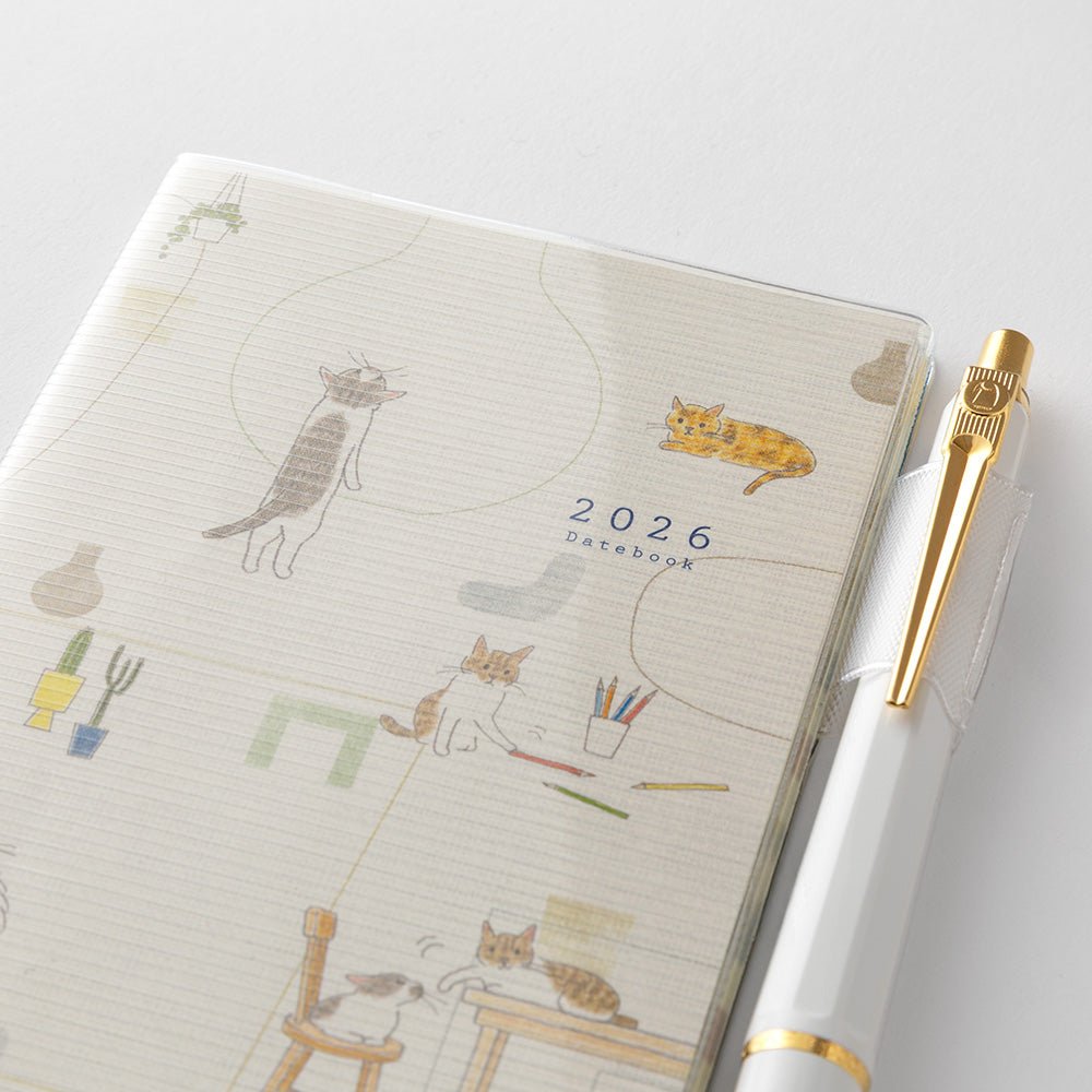 Midori Sayo Koizumi Mini Cat Monthly 2026 Pocket Planner