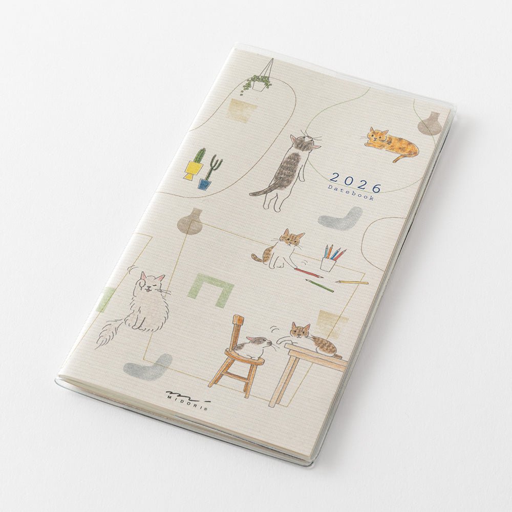 Midori Sayo Koizumi Slim Cat Monthly 2026 Pocket Planner
