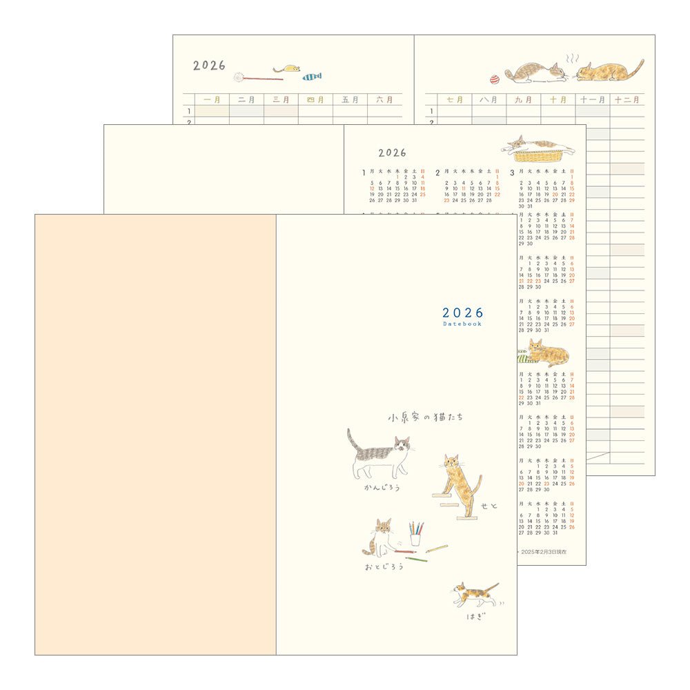 Midori Sayo Koizumi Slim Cat Monthly 2026 Pocket Planner