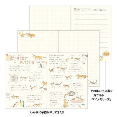 Midori Sayo Koizumi A6 Cat Monthly-Weekly 2026 Pocket Planner