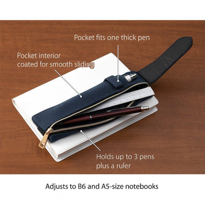 Midori Book Band Pen Case for B6 and A5 Size Notebooks Navy