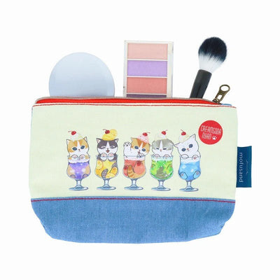 Flat Zipper Pouch Mofusand and Cream Soda Denim