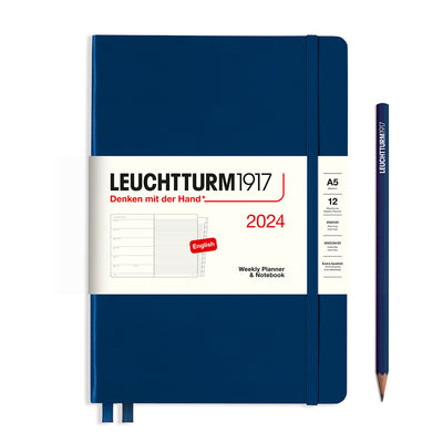 Leuchtturm Classic Hardcover Medium A5 Weekly Planner Notebook 2024  5.75 x 8.25 Inch