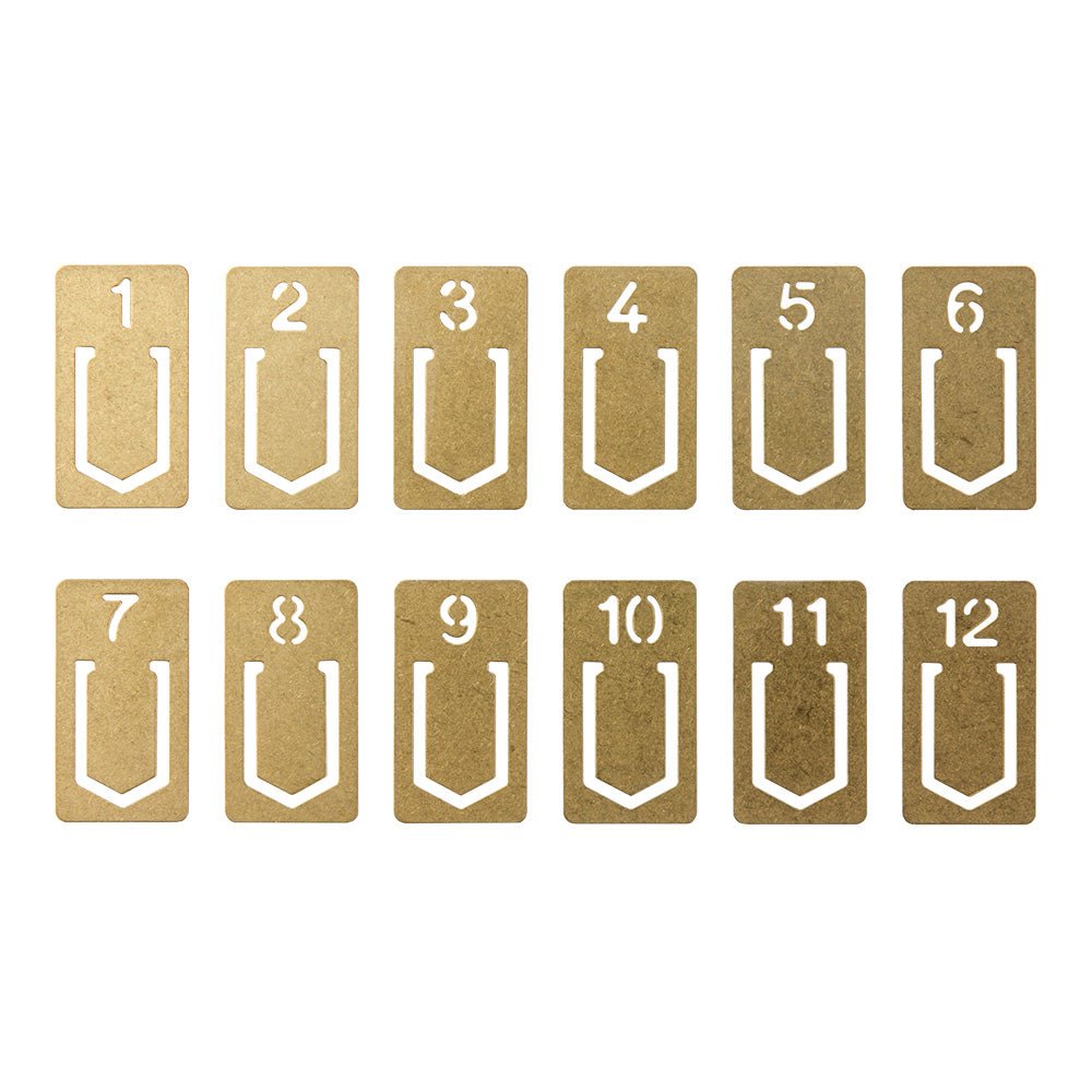 TRAVELER'S COMPANY BRASS CLIPS - Numbered Set (1-12)