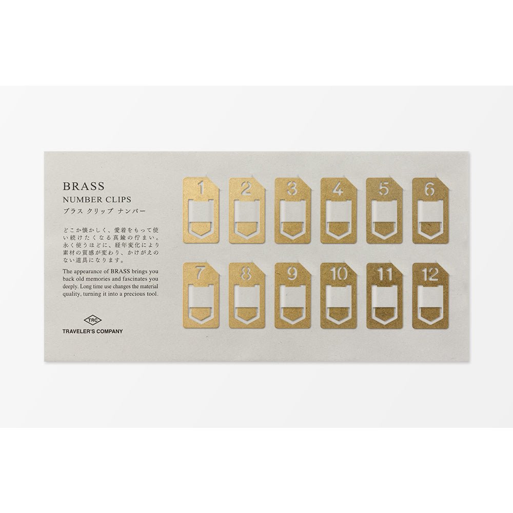 TRAVELER'S COMPANY BRASS CLIPS - Numbered Set (1-12)