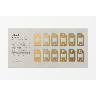 TRAVELER'S COMPANY BRASS CLIPS - Numbered Set (1-12)