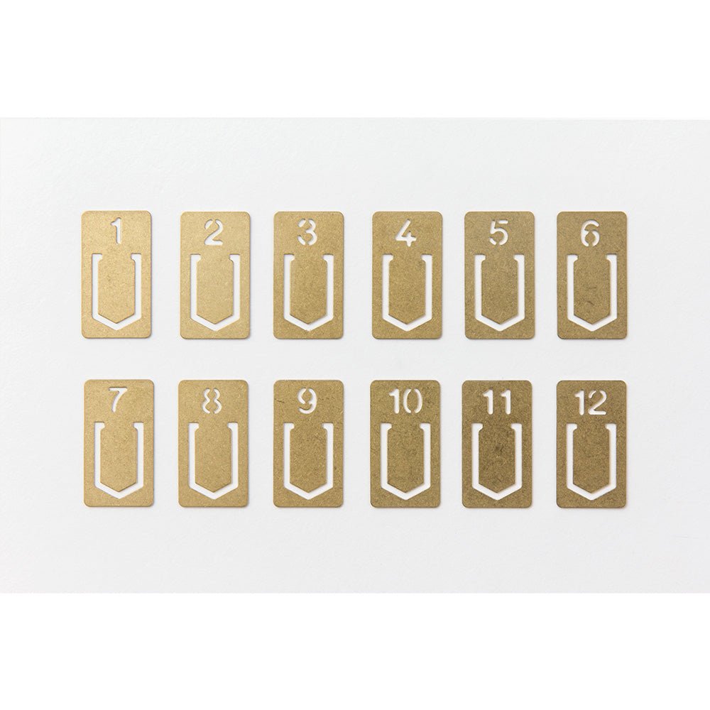 TRAVELER'S COMPANY BRASS CLIPS - Numbered Set (1-12)