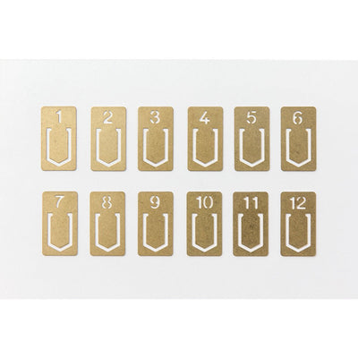 TRAVELER'S COMPANY BRASS CLIPS - Numbered Set (1-12)