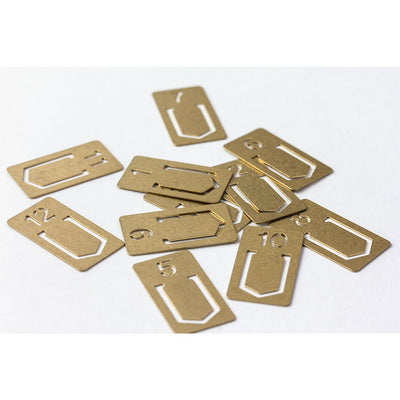 TRAVELER'S COMPANY BRASS CLIPS - Numbered Set (1-12)