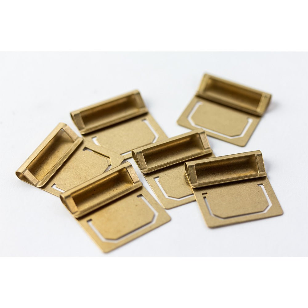 TRAVELER'S COMPANY BRASS Plate Page Marker Index Tabs- Set of 6