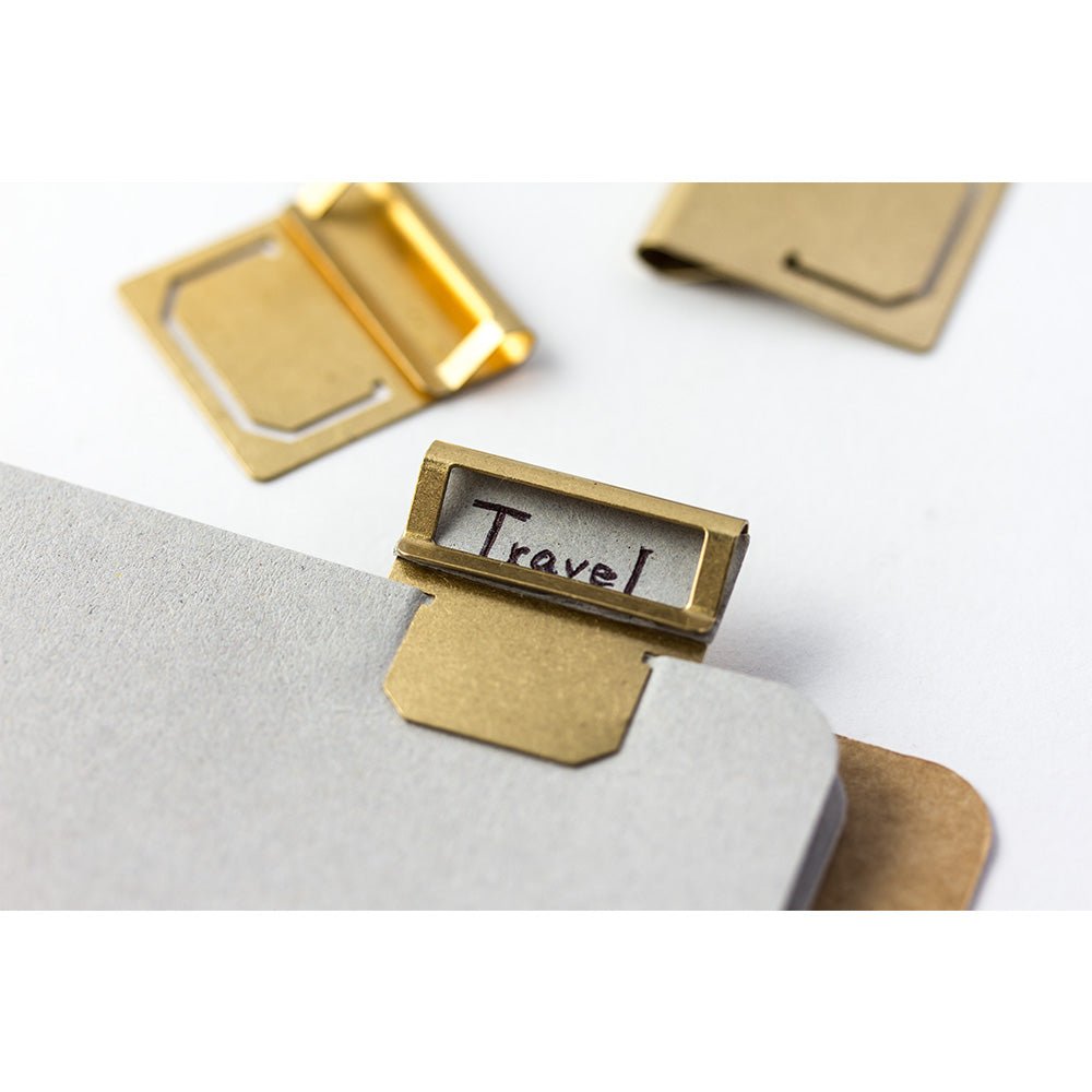 TRAVELER'S COMPANY BRASS Plate Page Marker Index Tabs- Set of 6