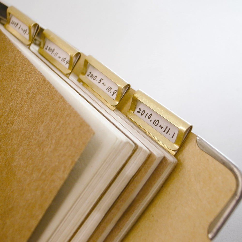 TRAVELER'S COMPANY BRASS Plate Page Marker Index Tabs- Set of 6