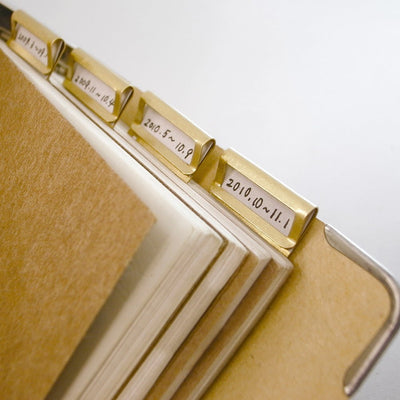 TRAVELER'S COMPANY BRASS Plate Page Marker Index Tabs- Set of 6