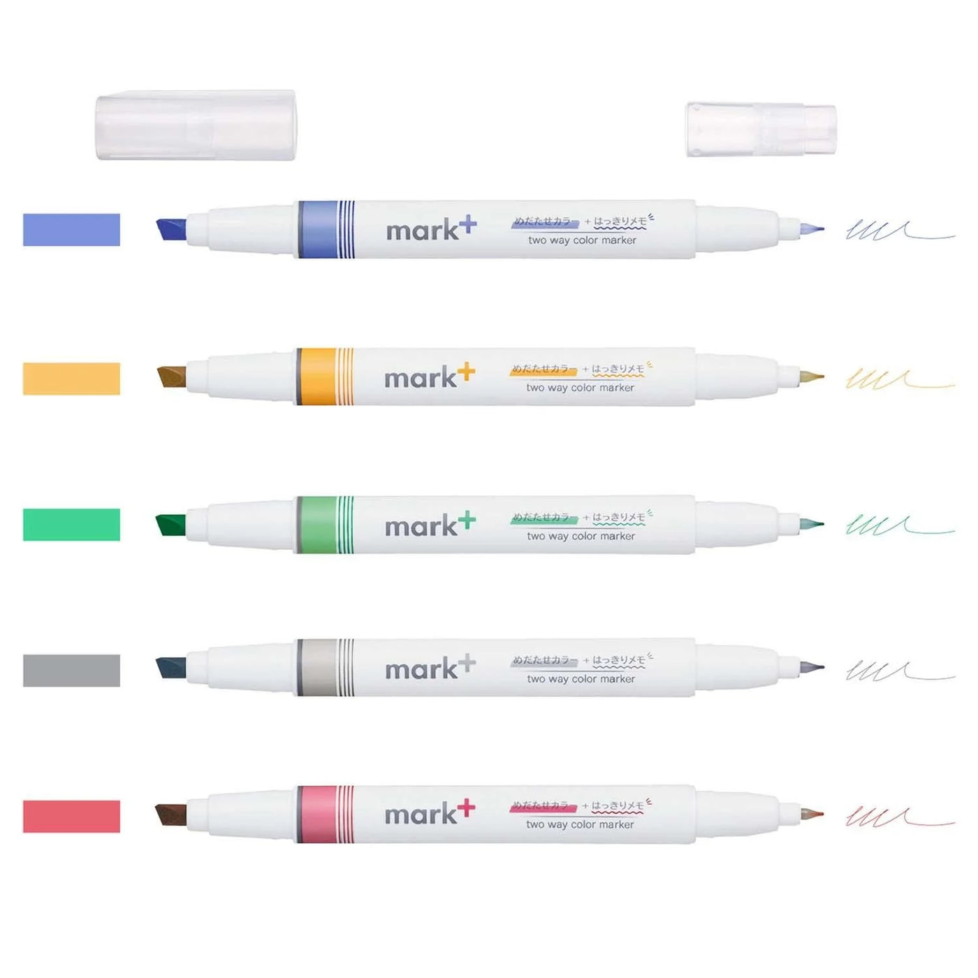 Kokuyo Mark+ 2-Way Vivid Highlighter Set – 5 Colors Dual Tip
