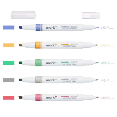 Kokuyo Mark+ 2-Way Vivid Highlighter Set – 5 Colors Dual Tip