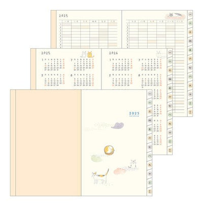 Midori Sayo Koizumi Mini Cat Monthly 2025 Pocket Planner