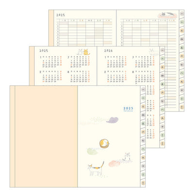 Midori Sayo Koizumi Mini Cat Monthly 2025 Pocket Planner