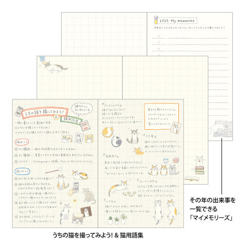 Midori Sayo Koizumi Mini Cat Monthly 2025 Pocket Planner