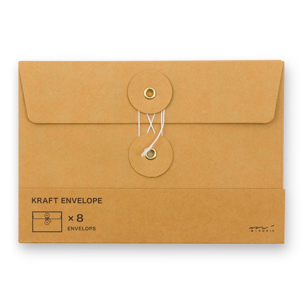 TRAVELER'S COMPANY KRAFT ENVELOPE M Orange Horizontal with Button and String Closure