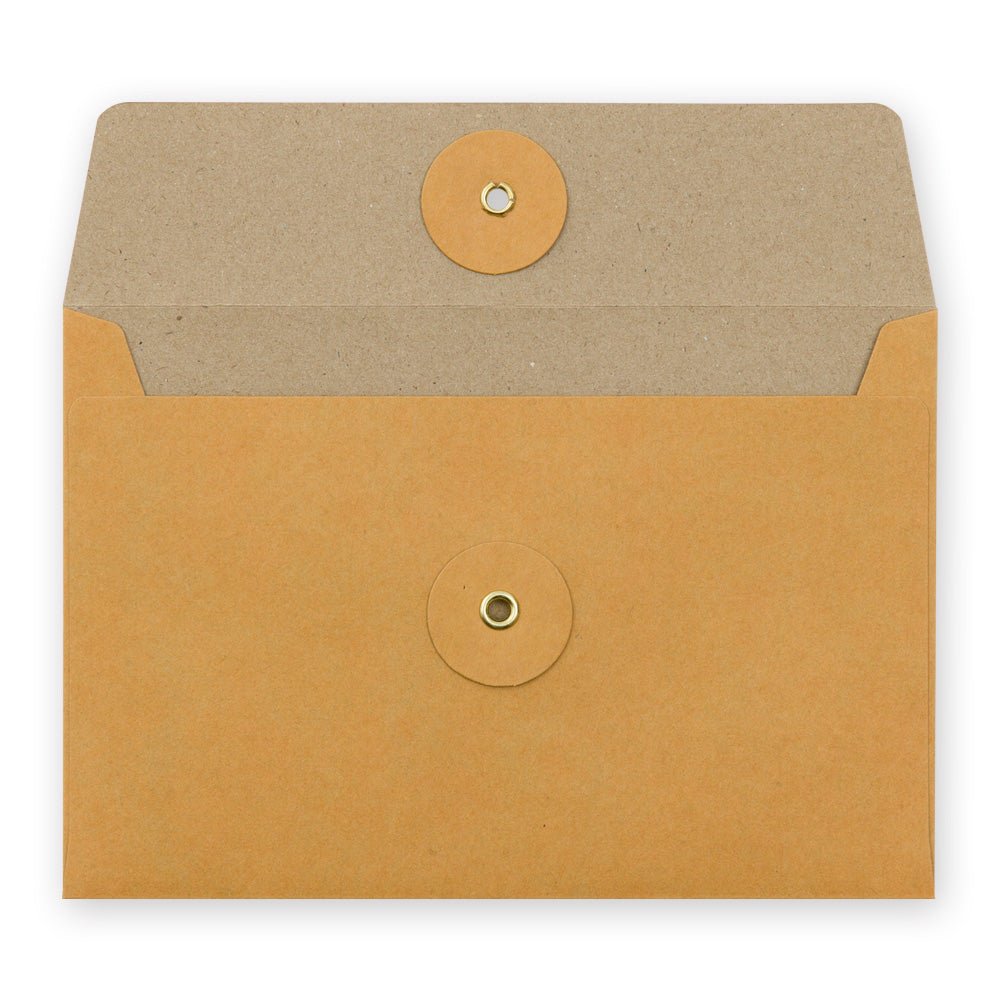 TRAVELER'S COMPANY KRAFT ENVELOPE M Orange Horizontal with Button and String Closure