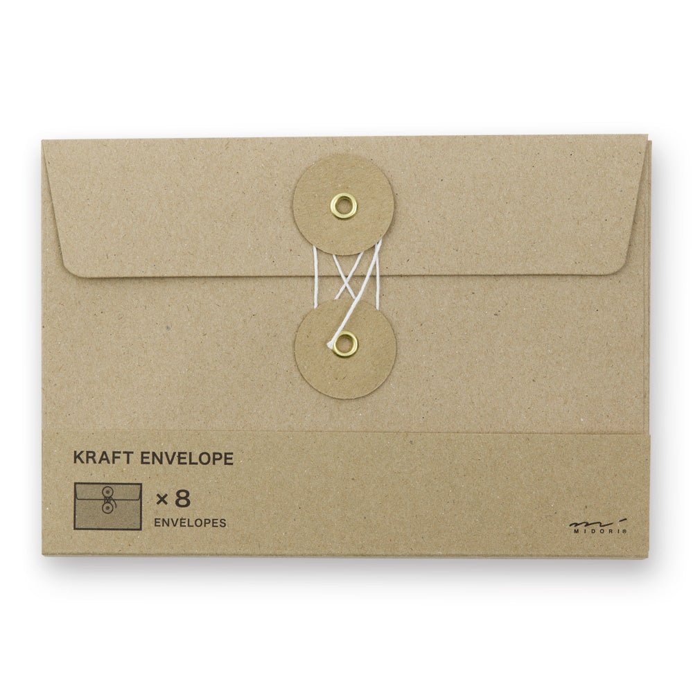TRAVELER'S COMPANY KRAFT ENVELOPE M Brown Horizontal with Button and String Closure