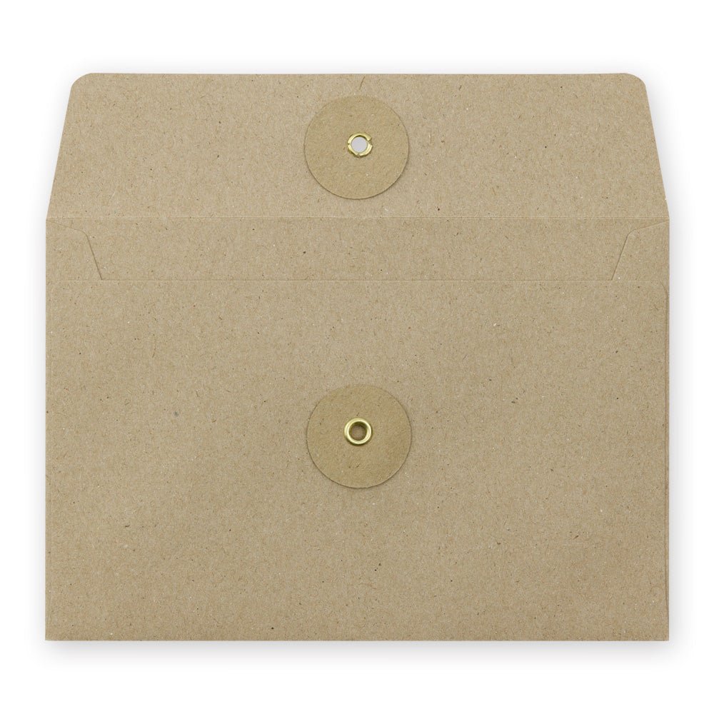 TRAVELER'S COMPANY KRAFT ENVELOPE M Brown Horizontal with Button and String Closure