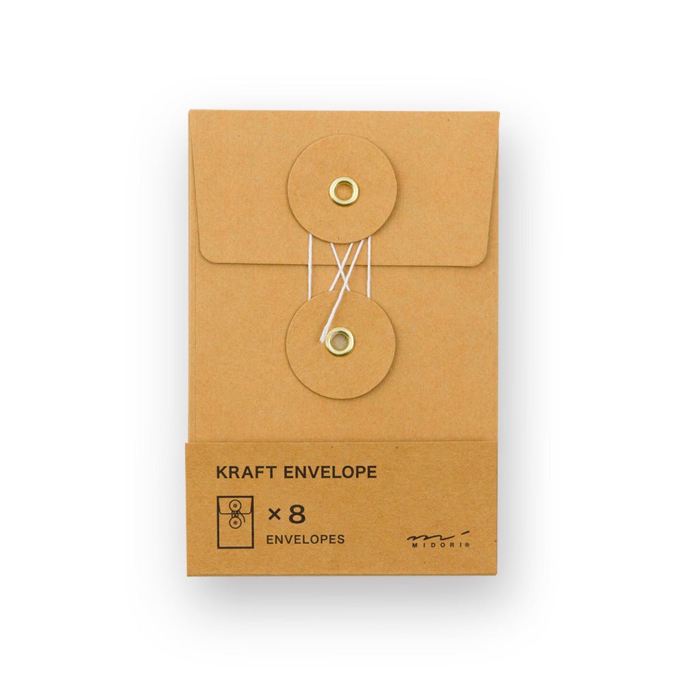 TRAVELER'S COMPANY KRAFT ENVELOPE S Orange Vertical with Button and String Closure