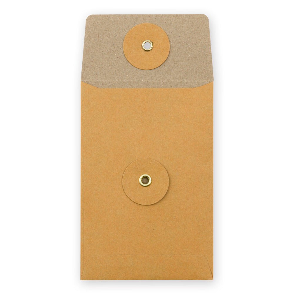 TRAVELER'S COMPANY KRAFT ENVELOPE S Orange Vertical with Button and String Closure