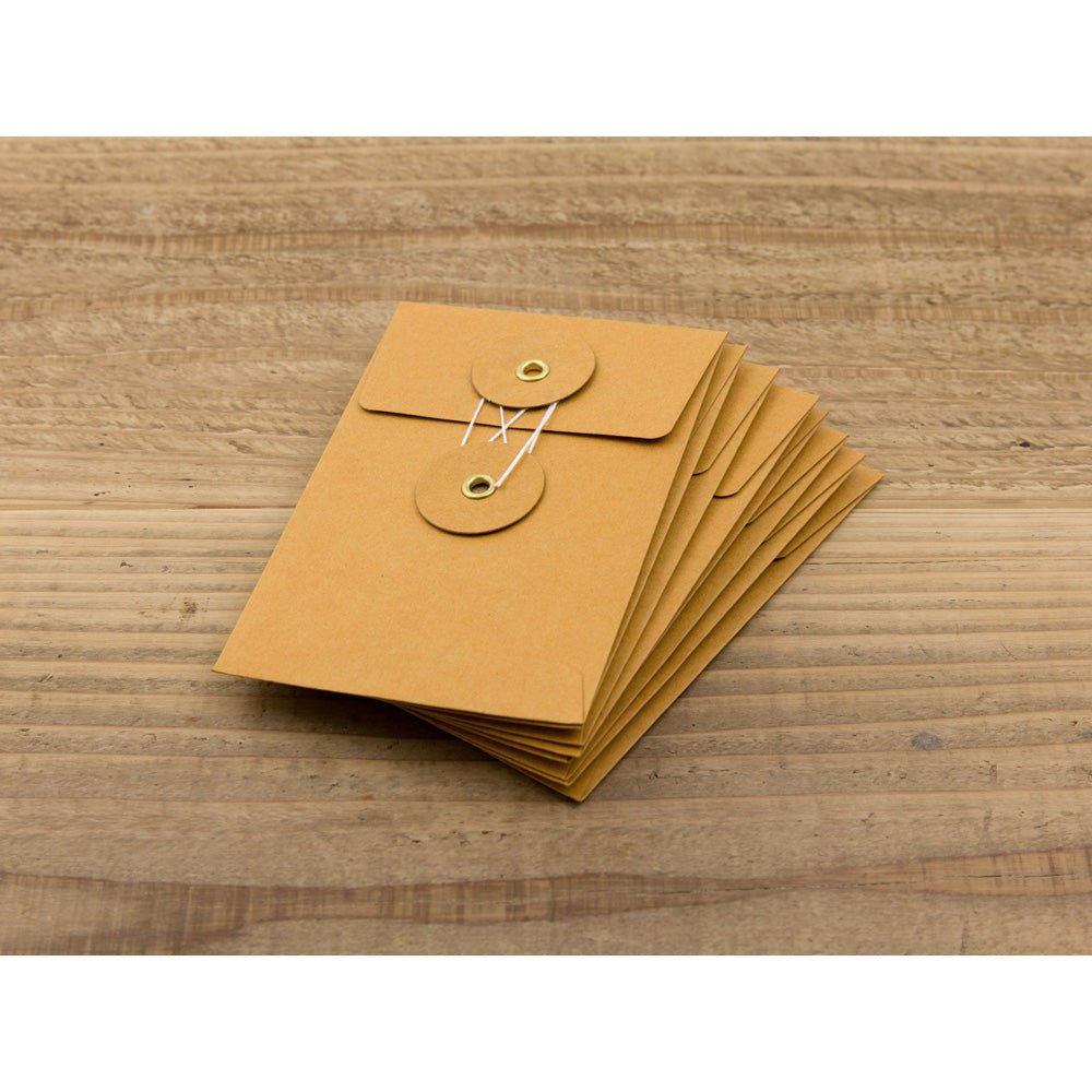TRAVELER'S COMPANY KRAFT ENVELOPE S Orange Vertical with Button and String Closure