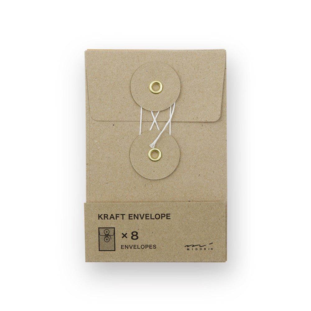 TRAVELER'S COMPANY KRAFT ENVELOPE S Brown Vertical with Button and String Closure